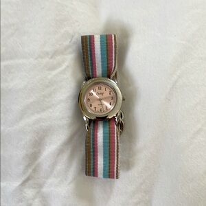 Striped Watch with Pink Dial